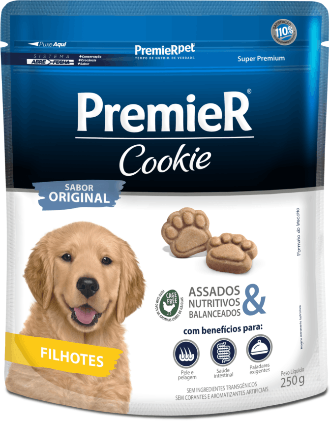 Biscoito PremieR Cookie para Cães Filhotes Porte Médio e Grande Sabor Frango - 250g