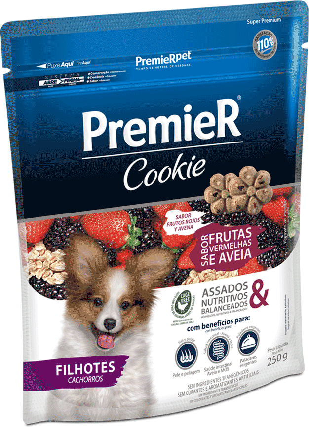 Biscoito PremieR Cookie para Cães Filhotes Sabor Frutas Vermelhas - 250g