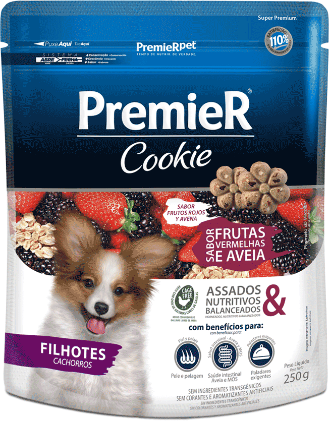 Biscoito PremieR Cookie para Cães Filhotes Sabor Frutas Vermelhas - 250g