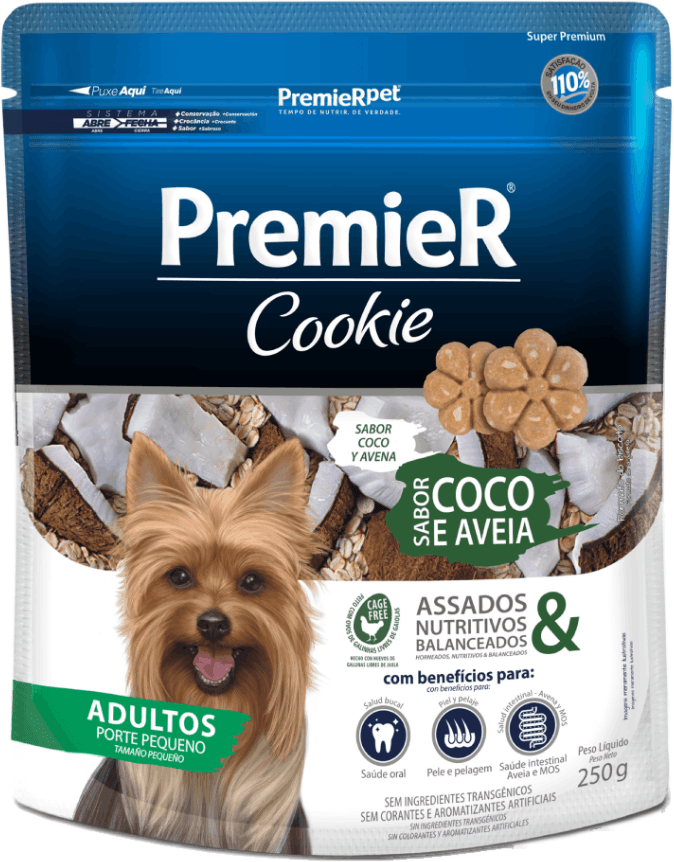 Biscoito PremieR Cookie para Cães Adultos Porte Pequeno Sabor Aveia e Coco - 250g