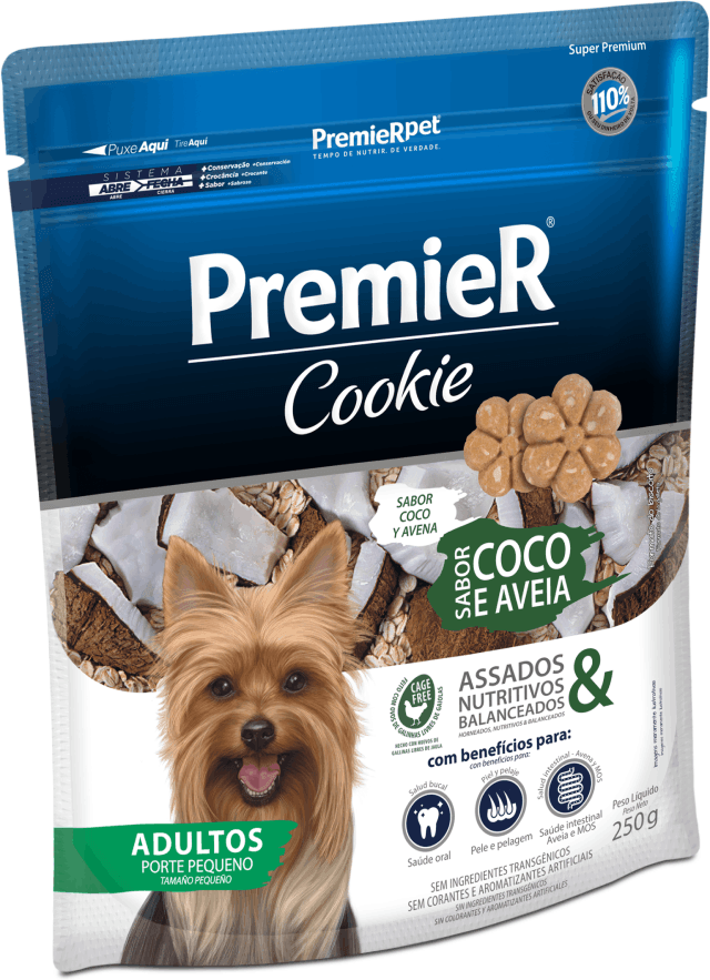 Biscoito PremieR Cookie para Cães Adultos Porte Pequeno Sabor Aveia e Coco - 250g