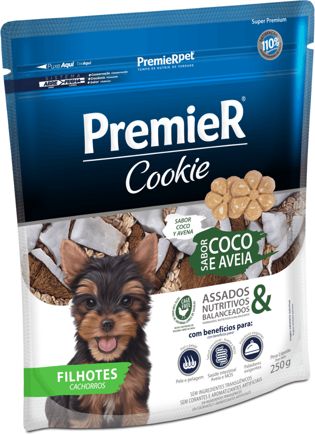 Biscoito PremieR Cookie para Cães Filhotes Sabor Aveia e Coco - 250g