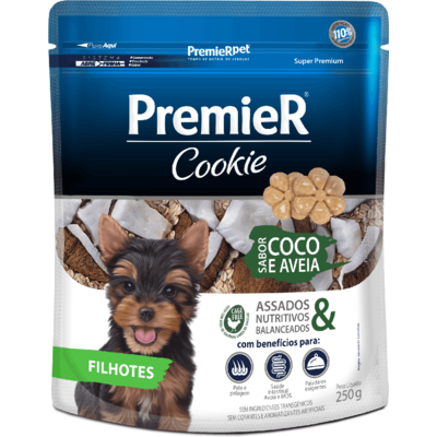 Biscoito PremieR Cookie para Cães Filhotes Sabor Aveia e Coco