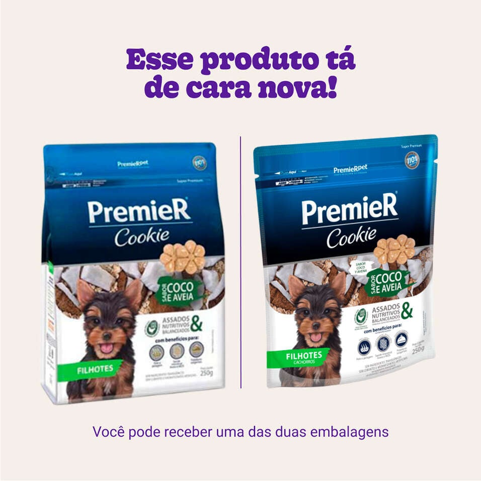 Biscoito PremieR Cookie para Cães Filhotes Sabor Aveia e Coco - 250g