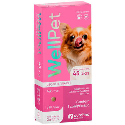 Antipulas e Carrapatos Ourofino WellPet 45 mg para Cães de 2 Kg a 4,5 Kg