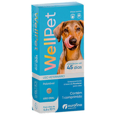 Antipulas e Carrapatos Ourofino WellPet 100 mg para Cães de 4,6 Kg a 10 Kg