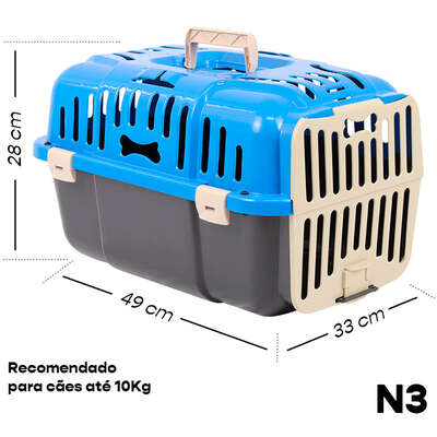 Caixa de Transporte Joy Furacão Pet Azul para Cães e Gatos
