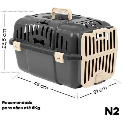 Caixa de Transporte Joy Furacão Pet Preta para Cães e Gatos
