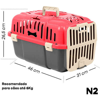 Caixa de Transporte Joy Furacão Pet Vermelha para Cães e Gatos