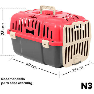 Caixa de Transporte Joy Furacão Pet Vermelha para Cães e Gatos