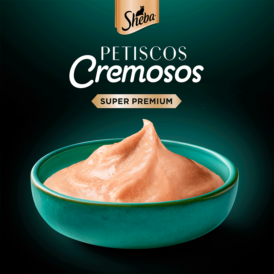 Petisco Sheba Cremoso Sabores Atum e Salmão, Frango e Camarão Gatos Adultos - 1 Pacote (4 Unidades)