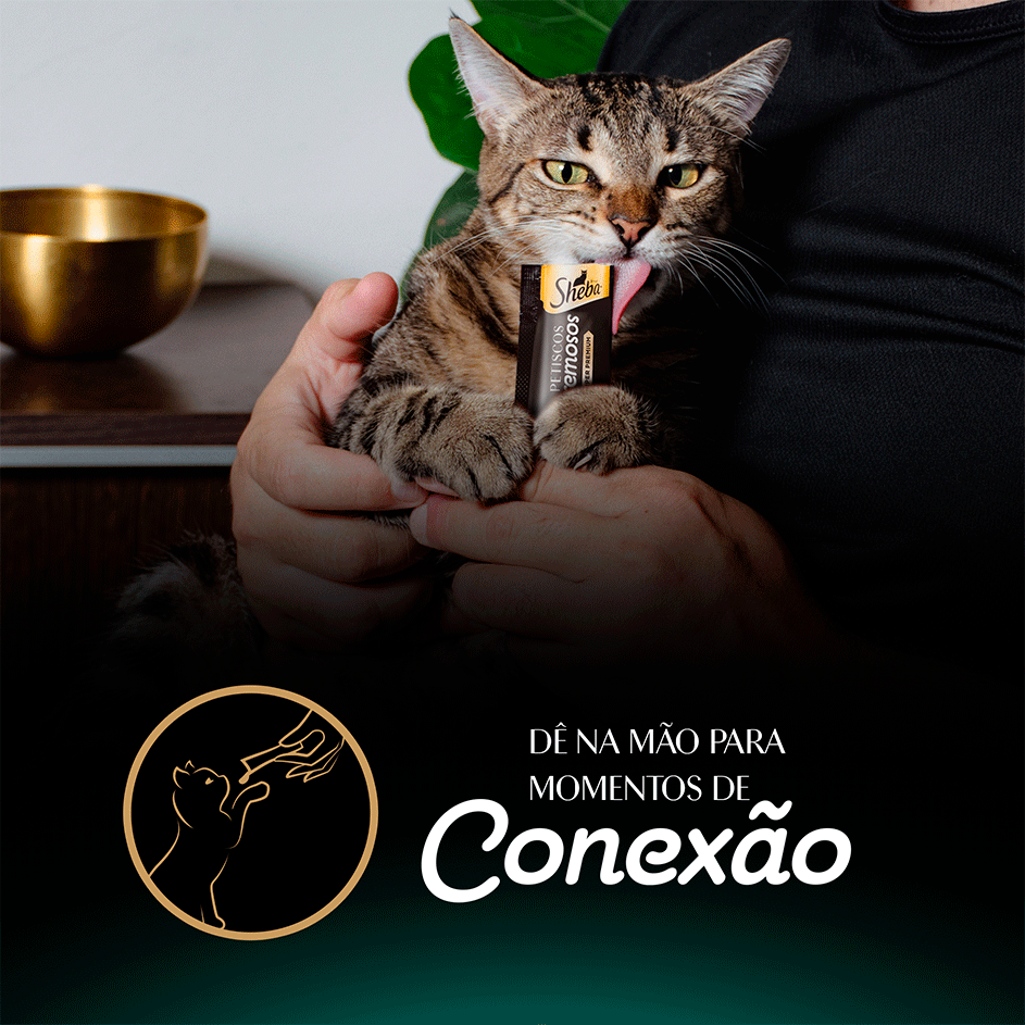 Petisco Sheba Cremoso Sabores Atum e Salmão, Frango e Camarão Gatos Adultos - 1 Pacote (4 Unidades)