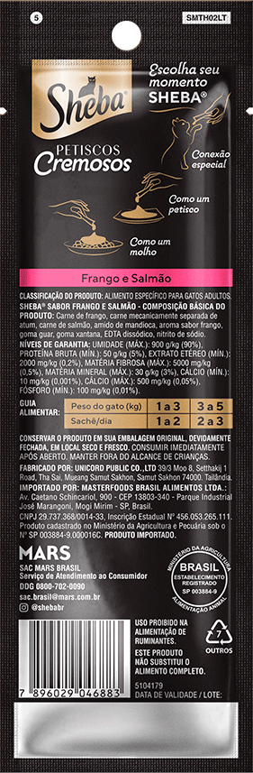 Petisco Sheba Cremoso Sabor Frango e Salmão Gatos Adultos - 1 Pacote (2 Unidades)