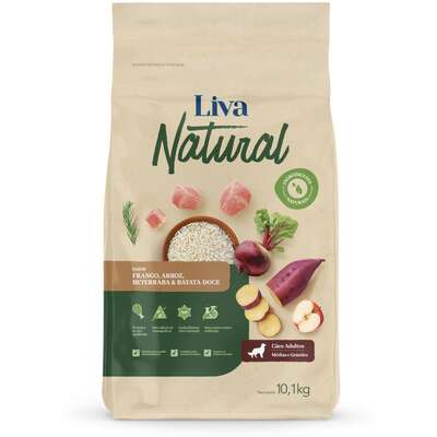 “Ração Liva Natural Frango e Batata Doce Cães Adultos Raças Médias e Grandes