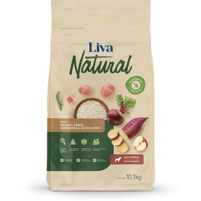 Ração Liva Natural Frango e Batata Doce Cães Adultos Raças Pequenas