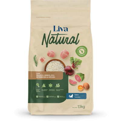 Ração Liva Natural Frango e Goiaba para Gatos Castrados