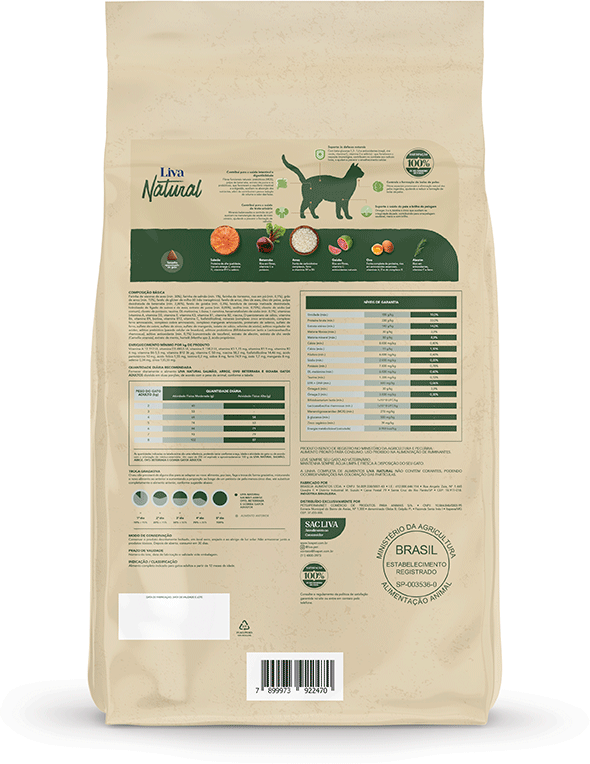 Ração Liva Natural Salmão e Goiaba Gatos Adultos - 1,5Kg