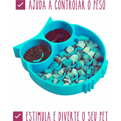 Comedouro Lento Animalíssimo Corujinha para Cães Verde