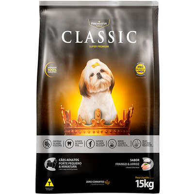 Ração Premiatta Classic Frango e Arroz para Cães Adultos Raça Mini e Pequena