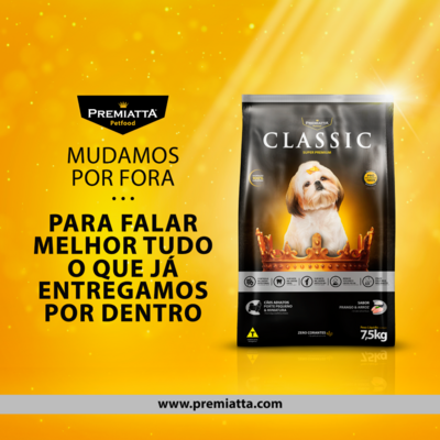 Ração Premiatta Classic Frango e Arroz para Cães Adultos Raça Mini e Pequena