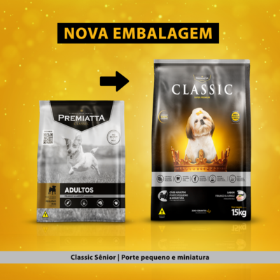Ração Premiatta Classic Frango e Arroz para Cães Adultos Raça Mini e Pequena