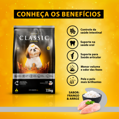 Ração Premiatta Classic Frango e Arroz para Cães Adultos Raça Mini e Pequena