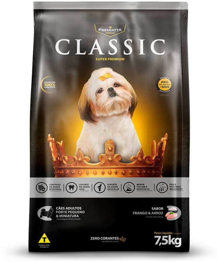 Ração Premiatta Classic Mini Bits para Cães de Raças Pequenas - 7,5Kg