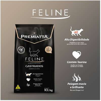 Ração Premiatta Feline Salmão e Arroz para Gatos Adultos