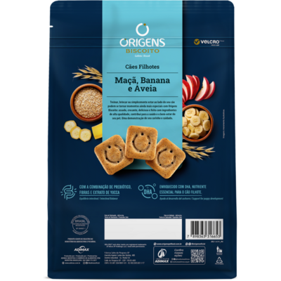 Biscoito Origens para Cães Filhotes Sabor Aveia e Banana