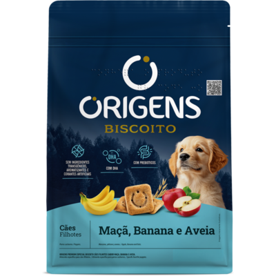 Biscoito Origens para Cães Filhotes Sabor Aveia e Banana