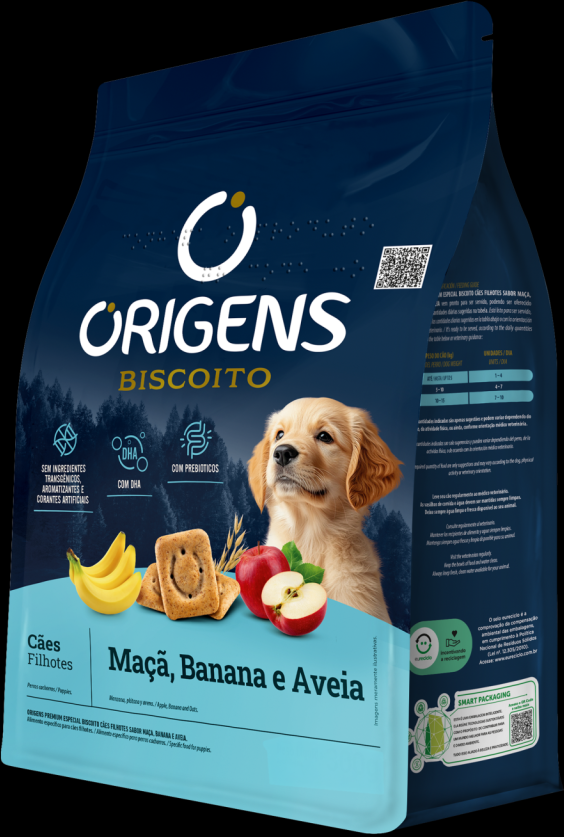 Biscoito Origens para Cães Filhotes Sabor Aveia e Banana - 300g