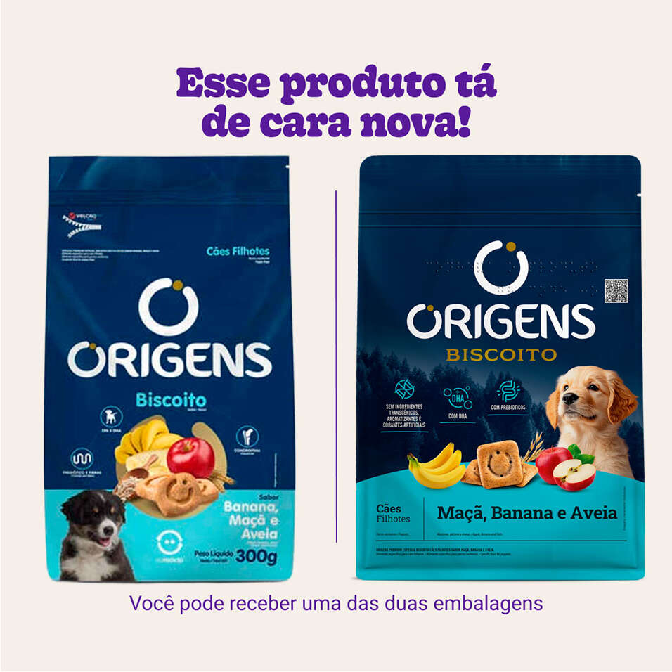 Biscoito Origens para Cães Filhotes Sabor Aveia e Banana - 300g