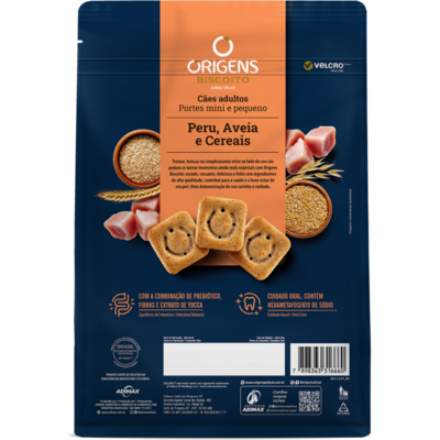 Biscoito Origens para Cães Adultos Porte Mini e Pequeno Sabor Aveia e Cereais