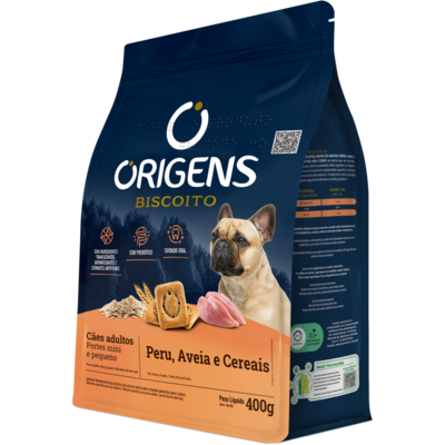 Biscoito Origens para Cães Adultos Porte Mini e Pequeno Sabor Aveia e Cereais