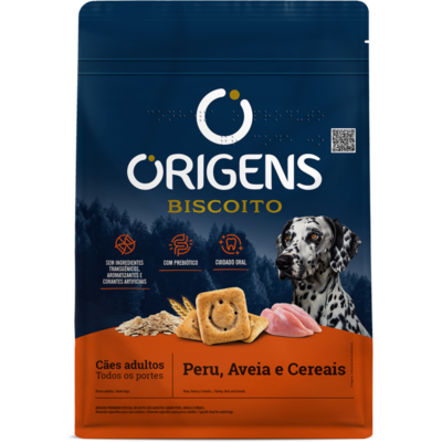 Biscoito Origens para Cães Adultos Porte Grande Sabor Aveia e Cereais