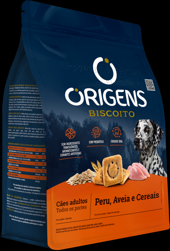 Biscoito Origens para Cães Adultos Porte Grande Sabor Aveia e Cereais - 400g