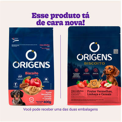 Biscoito Origens para Cães Adultos Porte Mini e Pequeno Sabor Cereais e Frutas Vermelhas