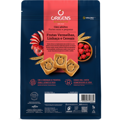 Biscoito Origens para Cães Adultos Porte Mini e Pequeno Sabor Cereais e Frutas Vermelhas