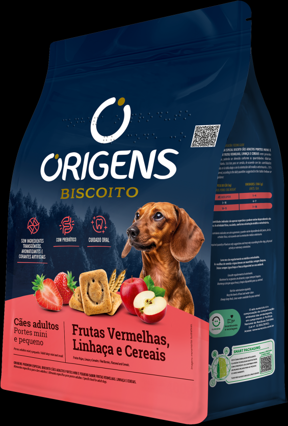 Biscoito Origens para Cães Adultos Porte Mini e Pequeno Sabor Cereais e Frutas Vermelhas - 400g