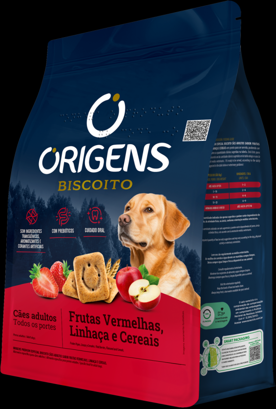 Biscoito Origens para Cães Adultos Porte Grande Sabor Cereais e Frutas Vermelhas - 400g