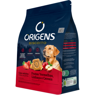 Biscoito Origens para Cães Adultos Porte Grande e Gigante Sabor Cereais e Frutas Vermelhas