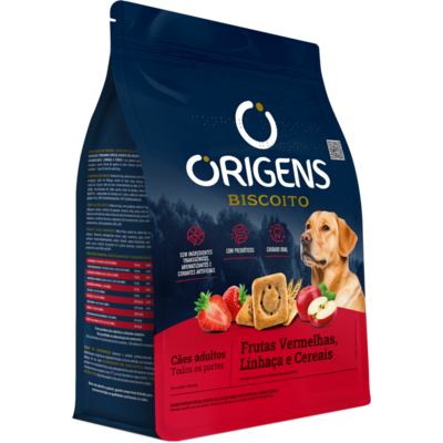 Biscoito Origens para Cães Adultos Porte Grande e Gigante Sabor Cereais e Frutas Vermelhas