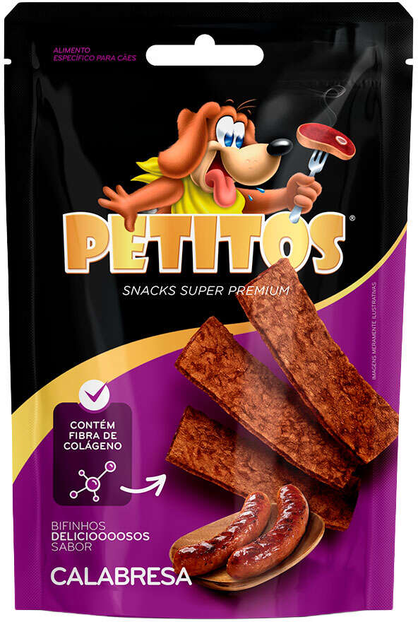 Bifinho Petitos para Cães Adultos Sabor Calabresa - 60g