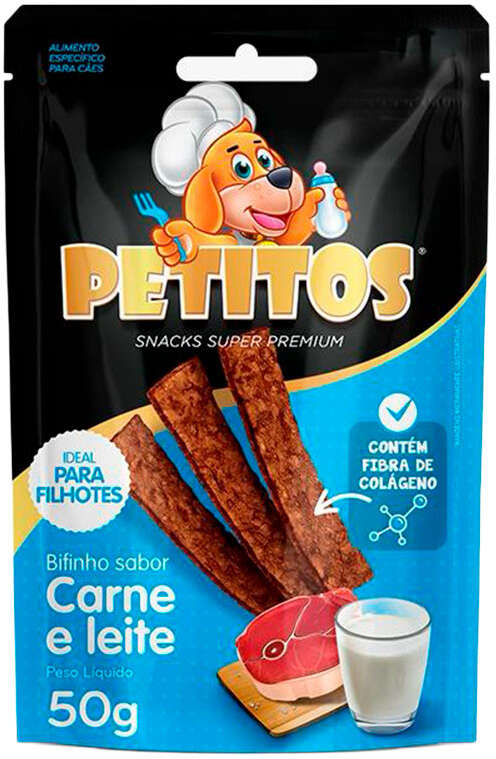 Bifinho Petitos para Cães Filhotes Sabor Carne e Leite - 50g