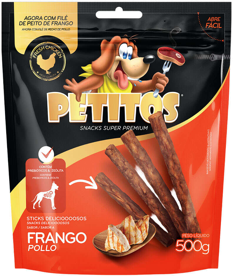 Palito Petitos para Cães Adultos Sabor Frango - 500g
