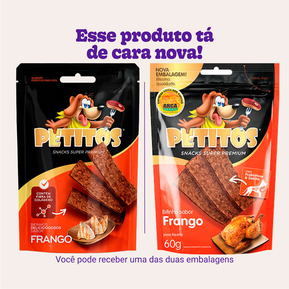 Bifinho Petitos para Cães Adultos Sabor Frango - 60g