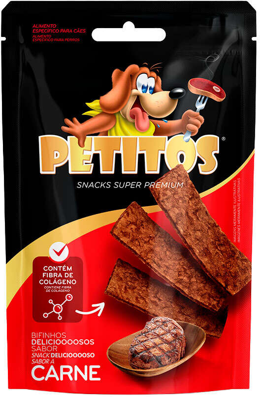 Bifinho Petitos para Cães Adultos Sabor Carne - 60g