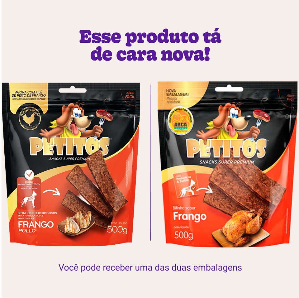 Bifinho Petitos para Cães Adultos Sabor Frango - 500g