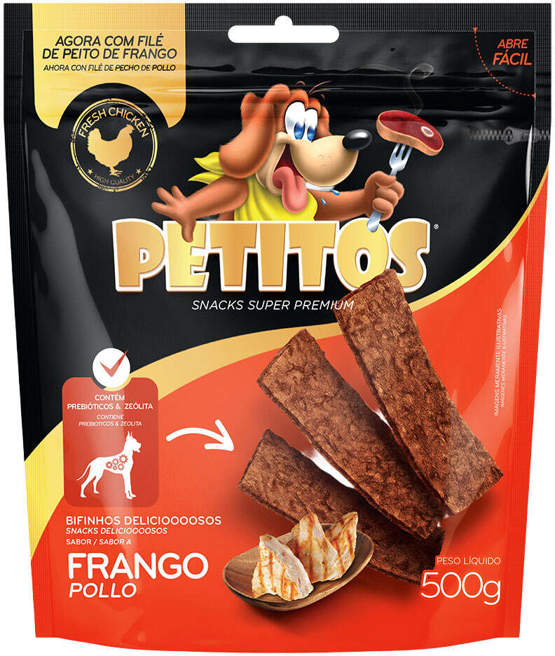 Bifinho Petitos para Cães Adultos Sabor Frango - 500g