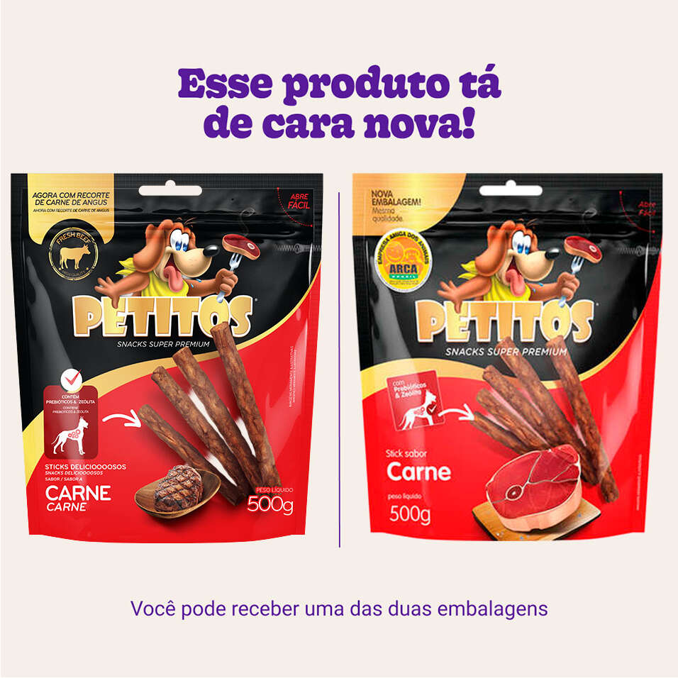 Palito Petitos para Cães Adultos Sabor Carne - 500g